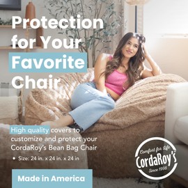 CordaRoy's Faux Fur Bean Bag Chair Cover Only (Bean Bag Sold Separately), Full Size, Tan