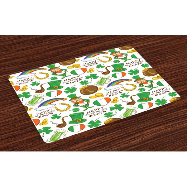 Ambesonne St. Patrick's Day Place Mats Set of 4, Irish