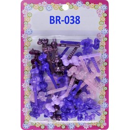 Tara Girls Super Cute Self Hinge Plastic Mulit Design Hair Barrettes Selection. 42 pc purple mix bow shape