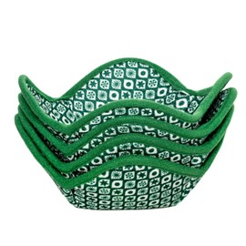 Microwave Bowl Cozy Huggers Set of 4 – for Hot and Cold Bowls, Plates and Dishes Bowl Holder for Microwave (Emerald and White)