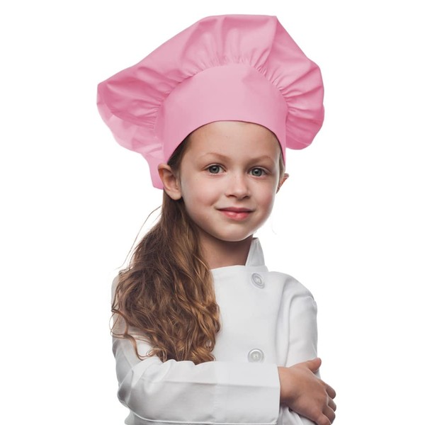 Pink Kids Chef Hat, Poly/Cotton Twill Fabric
