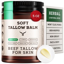 Ancestral Haven Beef Tallow for Skin - Tallow And Herbal Balm For Face - Gift Ready Box - Tallow Face Moisturizer - Tallow Balm - Grass Fed Tallow Face Cream Lotion (5.0 Oz, Herbal-Rose)