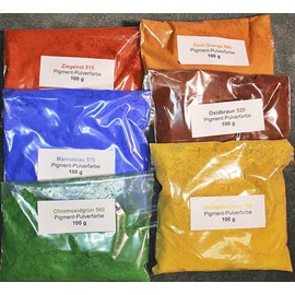 Beton-ABC Pigments, Iron Oxide, 6 Different Shades, 100 g Each