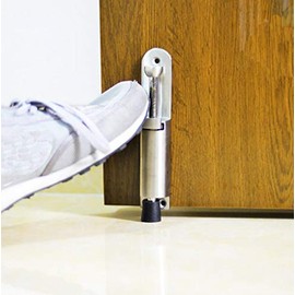 Stainless Steel Telescopic Door Stopper, Heavy Duty Spring Loaded Step On Door Holder, Stop & Release by Foot