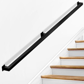 Stair Railing Indoor - Handrails for Stairs, 5ft Black Metal Staircase Hand Rails/Modern Wrought Iron Handrail, Industrial Wall Mounted Handrails Outdoor for Loft Porch Deck