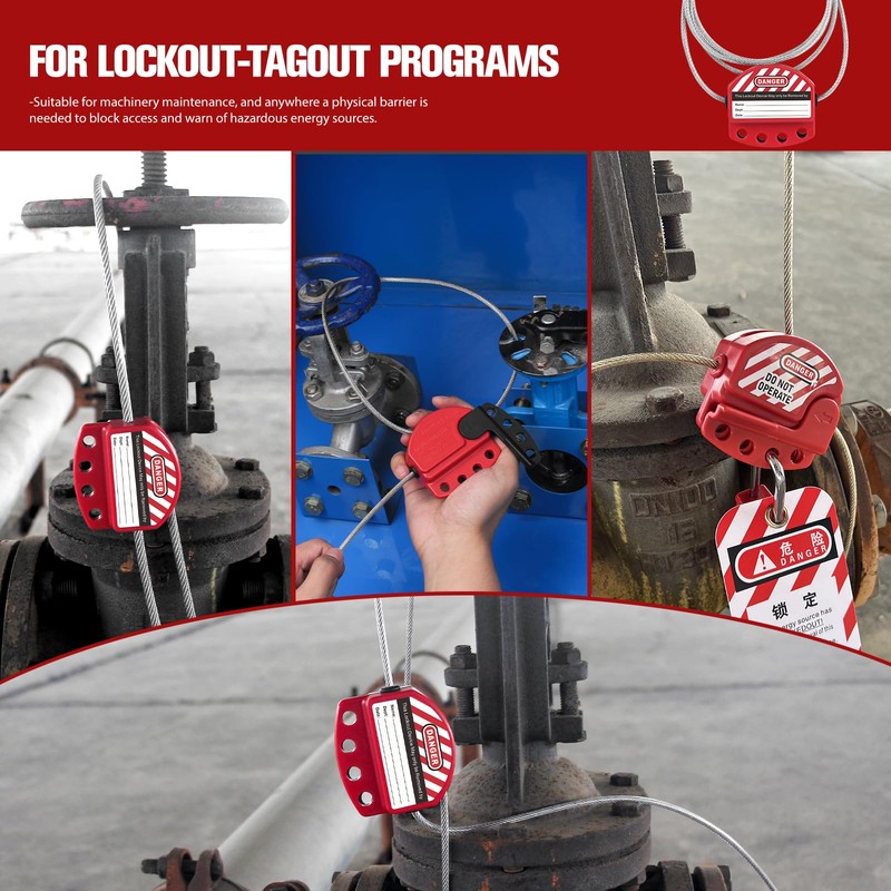 BOZZYS Lockout Tagout Cable Lock | 0.24'' × 71'' Adjustable