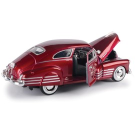 1948 Chevy Aerosedan Fleetline, Red - Motormax Premium American 73266 - 1/24 Scale Diecast Model Car, unisex-children