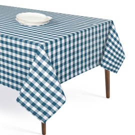 Softopia Cotton Gingham Buffalo Check 60"x84" Tablecloth 100% Cotton Washable Rustic Rectangle Table Cover Decorative for Gifts, Dining, BBQ, Buffet Parties & Camping - Teal