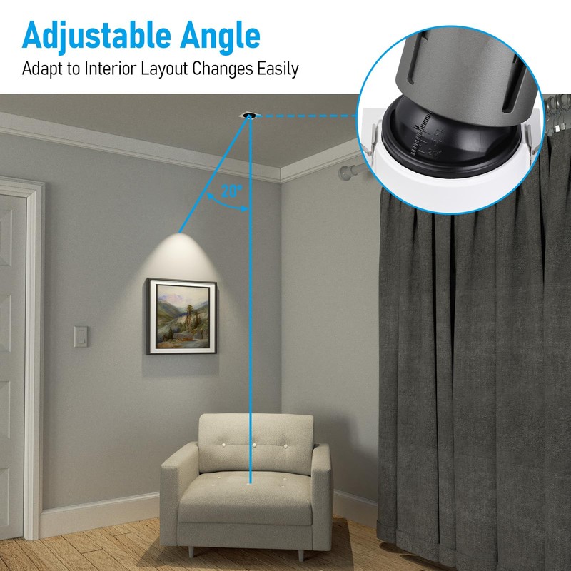 TORCHSTAR 4 Inch 5CCT Anti Glare LED Recessed Lights with