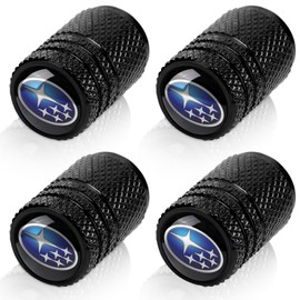 Tire Valve Stem Caps, Compatible for Subaru Series for Universal Car Accessories for Metal Tire Valve caps 4 Pcs （Black）