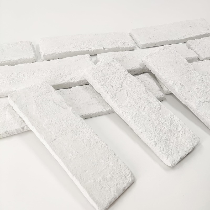 Jusmioke 40 Pcs White Thin Brick Veneers, 2.4" x 7.9"