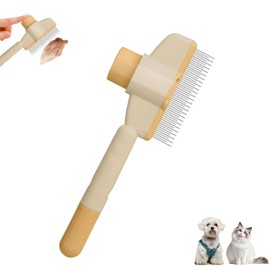 Pet Hair Removal Comb Flea Comb, Cat Grooming Brush, One-Click Release Button Self-Cleaning DeShedding Cat Hair Removing Matted Fur Detangling Comb