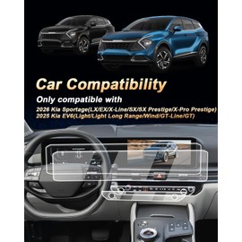 2026 Kia Sportage Screen Protector - For 2026 Kia Sportage/2025 EV6 12.3-Inch Dual Panoramic Display + Climate Control Screen - 4 Pcs Nano Film For 2026 Kia Sportage/EV6 Accessories Anti Fingerprints