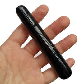 Manekieko Natural Black Obsidian Crystal Jade Gua Sha Handmade SPA Massage Wand for Acupuncture Therapy Stick Point Treatment,Scraping Facial Massage Tools