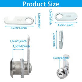 GBACHOOSE Pack of 10 Letterbox Lock 16 mm, Cabinet Lock with 2 Different Lock Plates, Furniture Lock, Cabinet Lock with Key, Letterbox Lock for Cabinet Doors, Furniture, Letter Boxes