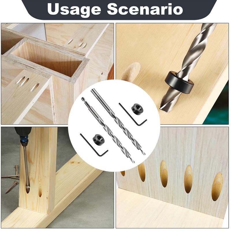 2PCS 9.5mm(3/8”) Pocket Hole Jig Kit, Pocket Hole Drill Bit