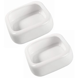 Reptile Food Bowls Ceramic Square Reptile Water Food Dish, Pet Food Bowl for Lizards, Young Bearded Dragons, Small Snakes, Gecko Tortoise Spider (White, Large-2Pack)