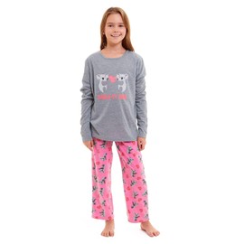 Slumber Hut® Girls Pyjamas Koala Bear Animal Novelty PJ's - Jersey Top with Microfleece Bottoms - Novelty Animal Pajamas Set - Size 11-12 Years