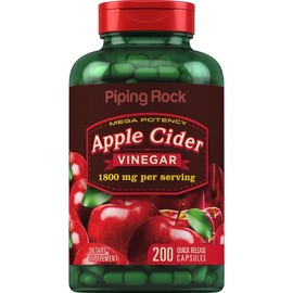 Piping Rock Apple Cider Vinegar 1800mg – Mega Potency, 200 Quick Release Capsules | Metabolism & Digestive Health Support