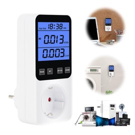 Electricity Meter for Balcony Power Plant, Power Consumption Meter Socket with 14 Monitoring Modes and Overload Protection, 3680 W Power Consumption Meter, Energy Cost Meter for Measuring Mini PV