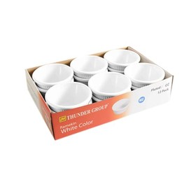 FSE ML507W1R Ramekin, 1-1/2 oz. Capacity, 2-1/2" Dia., Round, Fluted, Break-Resistant, Dishwasher Safe, BPA Free, Melamine, White, NSF, Pack of 12