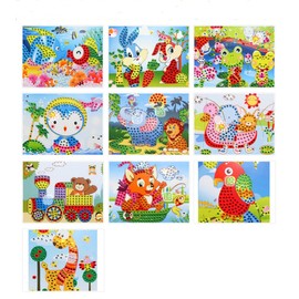 WANLIAN Sticky Mosaic Set Stickers for Children Art Craft Set DIY Handmade Art Children DIY Painting for Painting Craft Training (10 Pieces Animal)