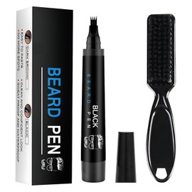 PEAKTREND Beard Pen Filler for Men Grooming Beard Pencil with Brush, Waterproof Sweatproof & Long Lasting, Natural Looking Beard, Gifts for Men (Black)