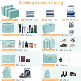 Chijoo Koffer Organizer 12 teilig (Blau), packing cubes, packwürfel set, kofferorganizer, travel organizer bag, reise gadgets, travel essentials