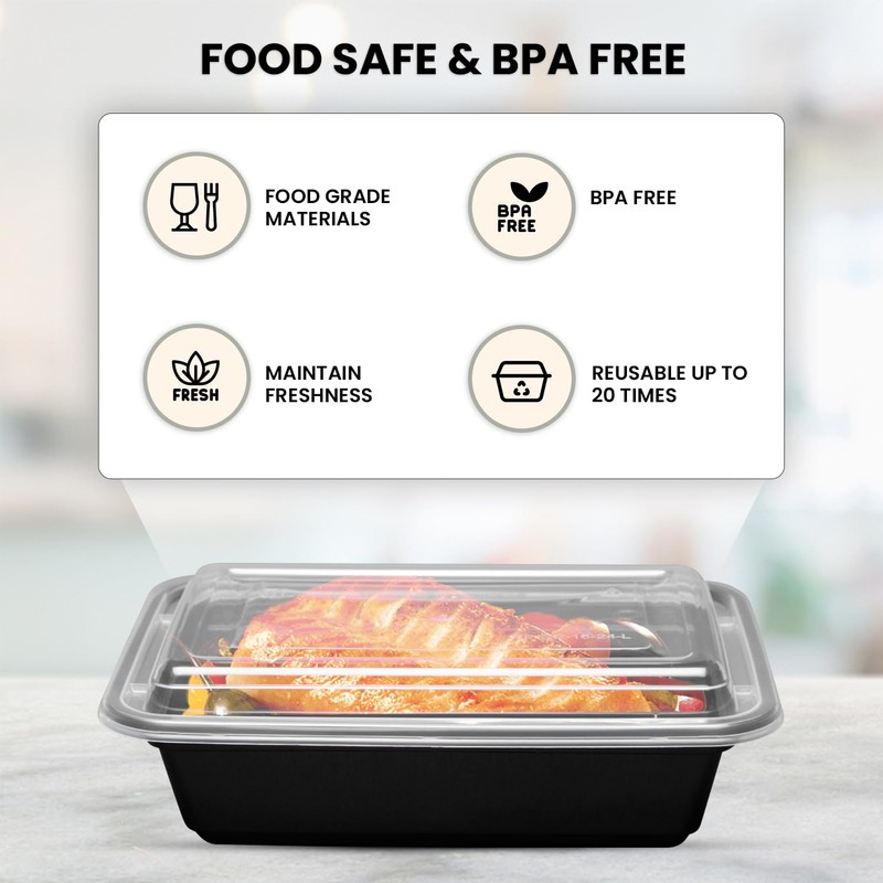 Klex Meal Prep Containers with Airtight Lids, BPA Free, Reusable