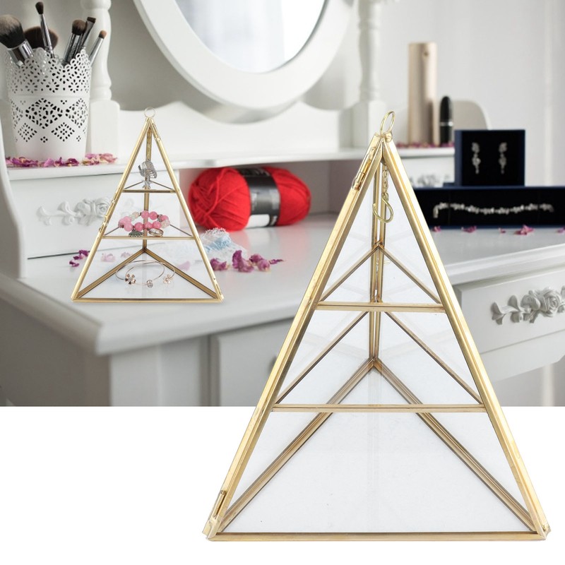 Jewelry Storage Rack Pyramid Shape 3 Layers Decorative Display Stand