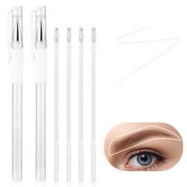 TIESOME Eyebrow Microblading Marker Pens, 2pcs Skin Marker Pen Eyebrow Makeup Position Mapping Mark Tools Eyebrow Mapping Pen Stencil with 4 replacement refills (White)