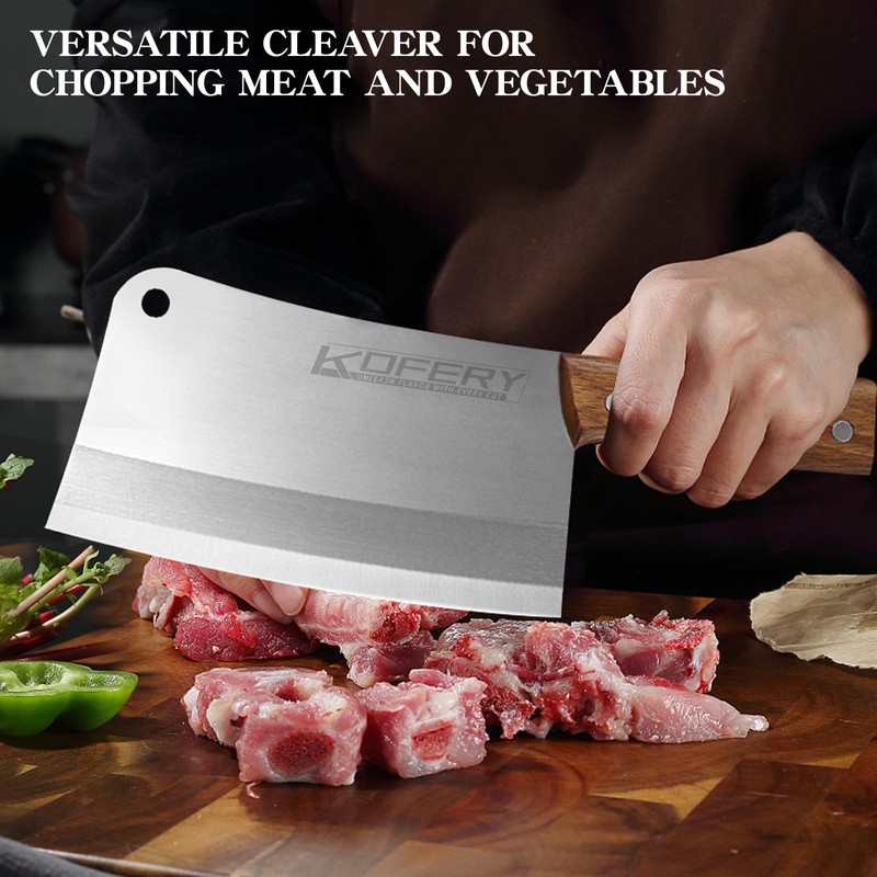 KOFERY 7.3-inch Chinese Bone Cleaver - Heavy Duty Butcher Knife