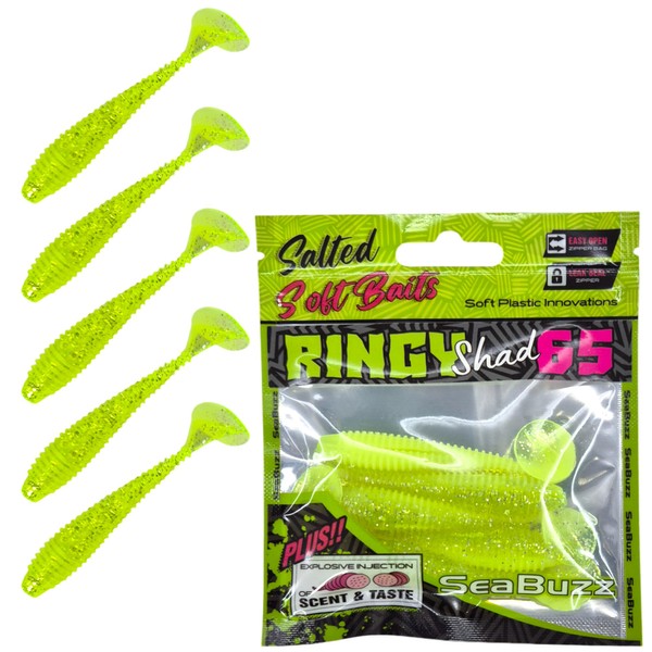 SEABUZZ Rubber Fish Fishing Lure Set 5 Pieces x 65
