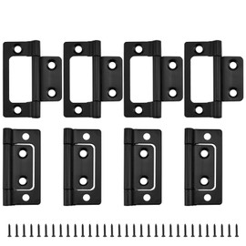 Aifeier ET 8 Pcs Non-Mortise Door Hinges, 2 x 0.9 Inch Bifold Butt Cabinet Hinges Smooth Sliding Bearing Hinge with Screws for Windows, Furniture, Kitchen Cabinets etc (Black)
