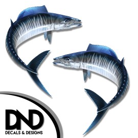 Wahoo - Fish Decal Fishing Tackle Box Bumper Sticker "3in SET" F-1020 D&