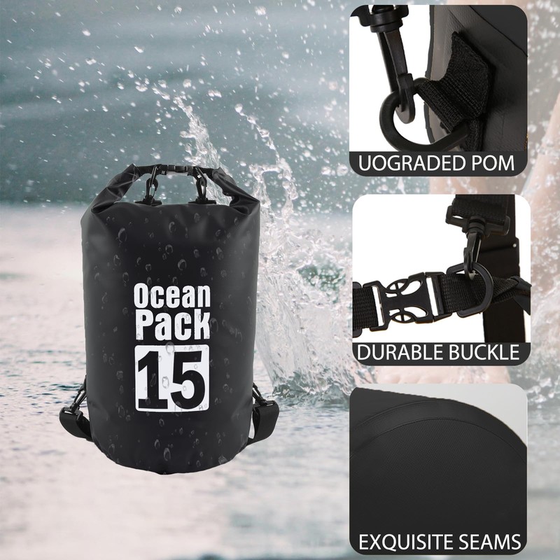 POPOYU Dry Bag, black, WaterproofBag
