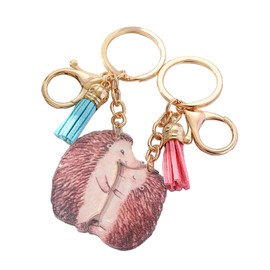 YUNNESS 2 Pieces Acrylic Hedgehog Keychains Handmade Parent-Child Pendant Keychain Fashion Bag Backpack Decoration Couple Keychain