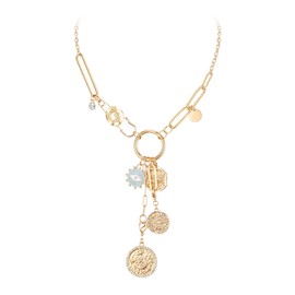 EVER FAITH Gold Charm Choker Necklace Western Jewellery for Women Delicate Necklaces OOTD Outfits for Women Summer Beach Fashion Jewellery, Metal