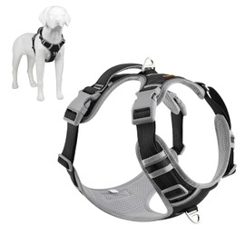 Plutus Pet No Pull Dog Harness, Release At Neck, Reflective Adjustable Dog Vest Harness, Easy Control Handle for Walking, for Small Medium Large Dogs, Black, M