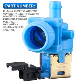 W10327250 W10327249 Dishwasher Water Inlet Valve Compatible with Whirlpool, Kitchen Aid, Kenmore, Amana, Crosley, Replaces# W11175771, W11130744, W10195047, W10316814 W11130743, W10872255