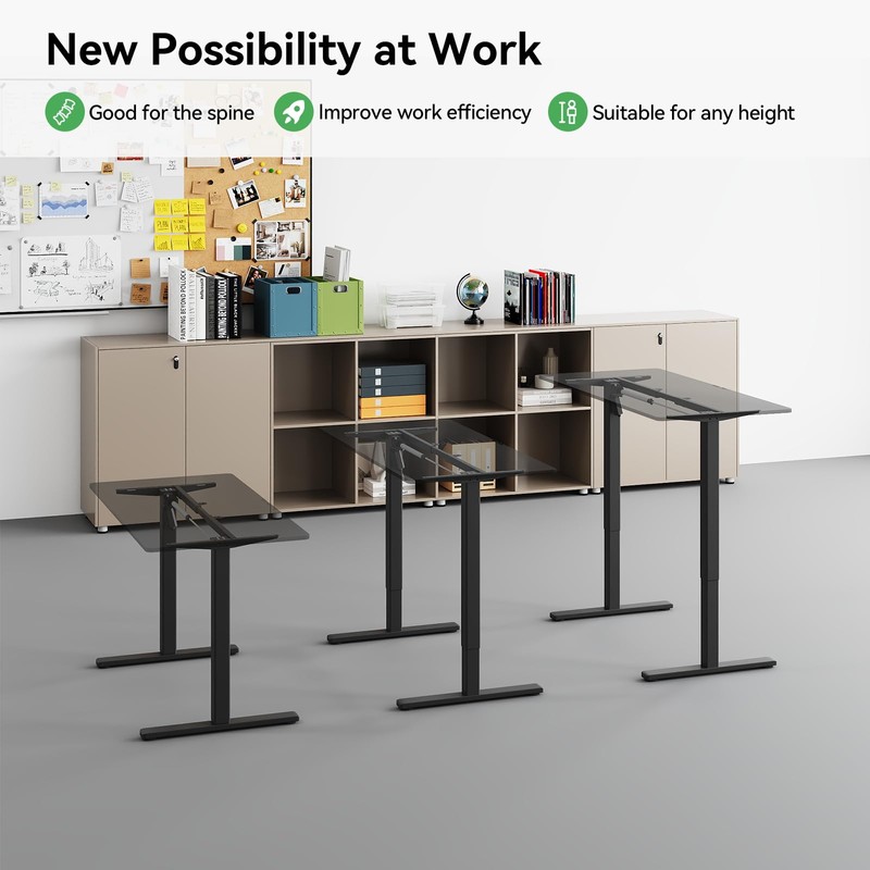 Gamork Electric Standing Desk Frame Height and Length Adjustable Legs