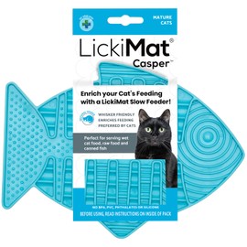 LickiMat Casper, Fish-Shaped Cat Slow Feeders Lick Mat, Boredom Anxiety Reducer; Perfect for Food, Treats, Yogurt, or Peanut Butter. Fun Alternative to a Slow Feed Cat Bowl or Dish, Turquoise