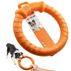 LaRoo Indestructible Dog Toys for Aggressive Chewers Heavy Duty Chew Proof Flying Disc & Training Ring for Medium/Large Dogs, Floating Tug of War Toy for Outdoor, Pool, Fetch Play (Orange)