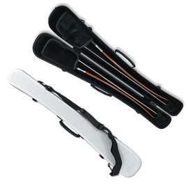 Vetimobato Carbon Fiber Upright Double Bass Bow Case Fits All Standard 3/4 & 4/4 Size Bass Bows – Lightweight Hard Shell String Bass Bow Case with Removable Shoulder Strap (White)