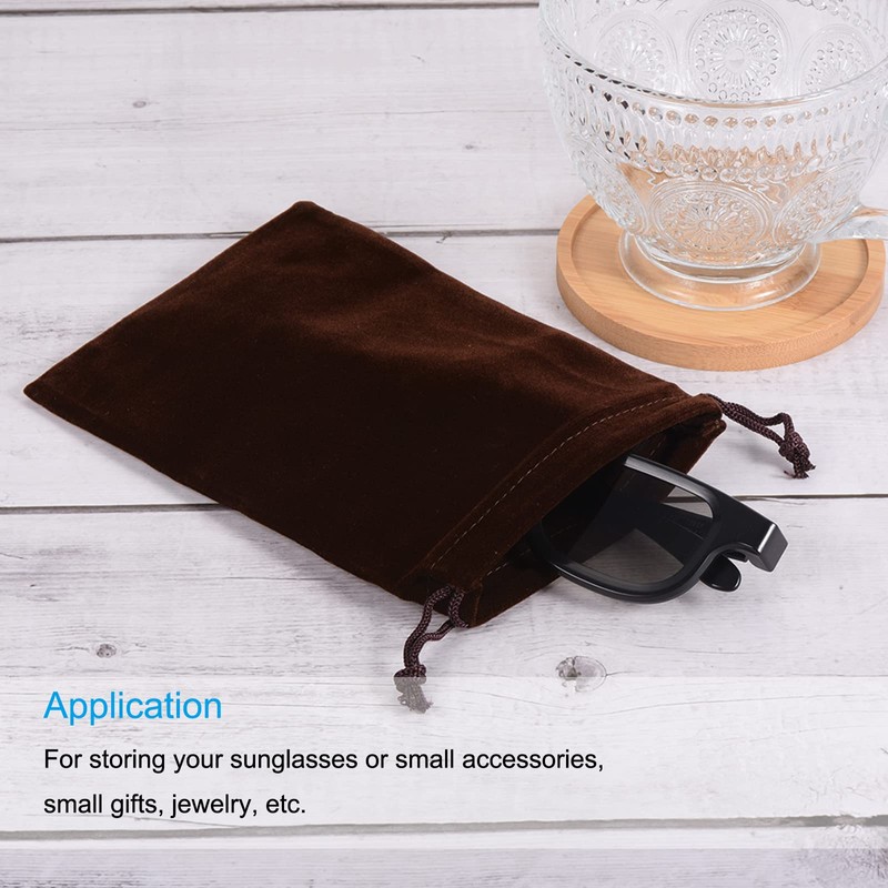 PATIKIL Microfiber Pouch 30x20cm Brown 2pcs Soft Storage Drawstring Gift