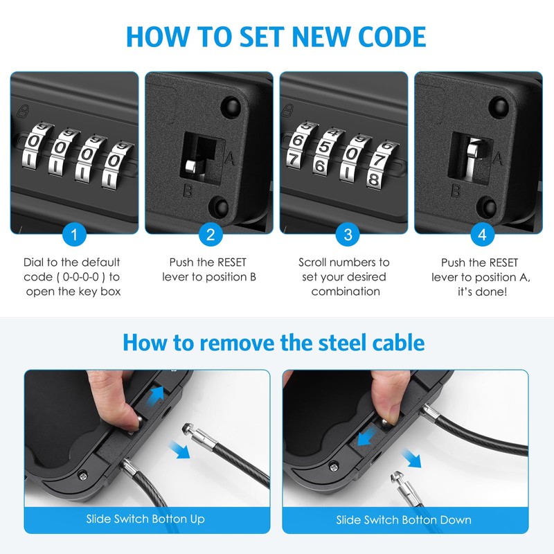 Brifit Portable Key Safe, Mini Safe with 4 Digit Number