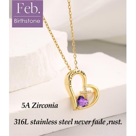 BAOWING Birthstone Cross Necklace for Little Girls Baptism First Communion Gifts Easter Birthday Christmas Gifts Kids Girls Jewelry for Goddaughter Godchild Teens Women 14K Gold Plated February