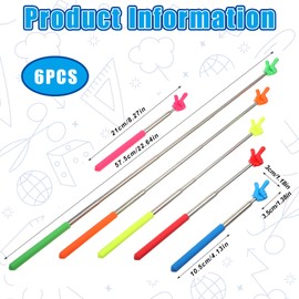 Classicseali 6PCS Extendable Pointer Finger,Classroom Pointer 2 Fingers, Multifunctional Teacher Pointers Stick, Classroom Supplies for Primary School and Kindergarten Teachers, 6 Colors