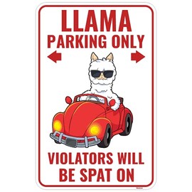 Venicor Llama Sign Decor - 9 x 14 Inches - Aluminum - Llama Gifts for Women Girls - Alpaca Wall Art Decorations Stuff