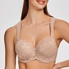 MELENECA Women's Floral Lace Non-Padded Minimizer Full Coverage Underwire Bra